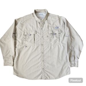 Columbia PFG‎ Mens XXL Tan Omni-Shade Uline Button Down Fishing Shirt